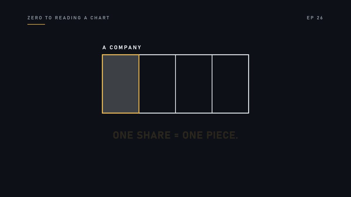 Remember the slice. A share is one piece of a company.